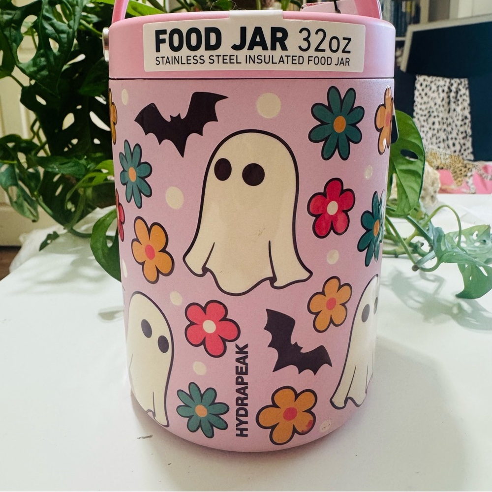 Pink Ghost and Flower Food Jar - 32oz